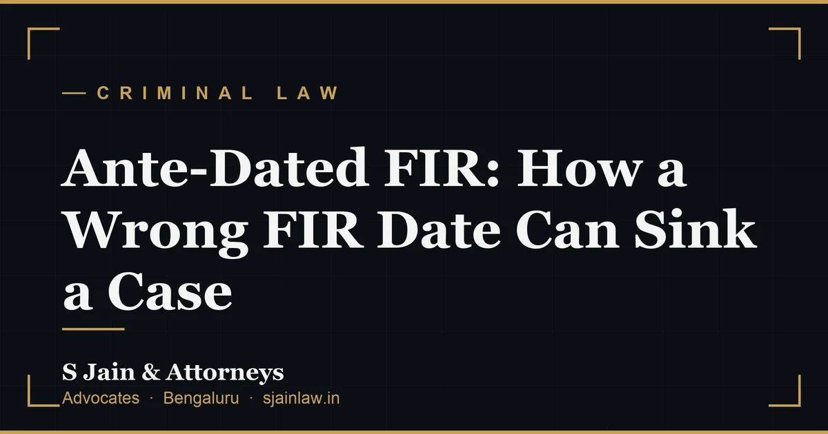 Ante-Dated FIR: How a Wrong FIR Date Can Sink a Case