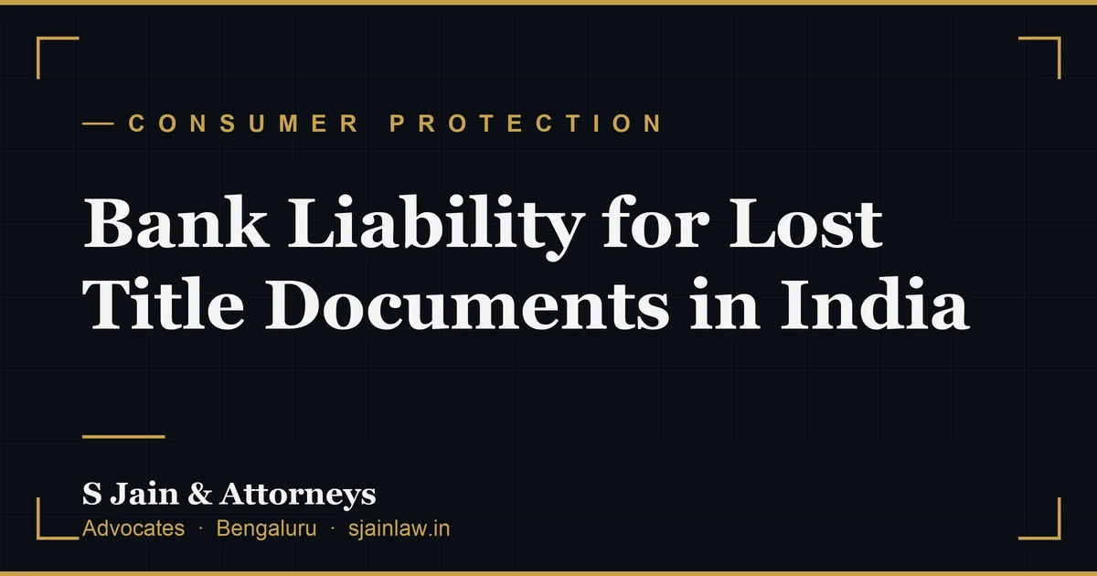 Bank Liability for Lost Title Documents in India