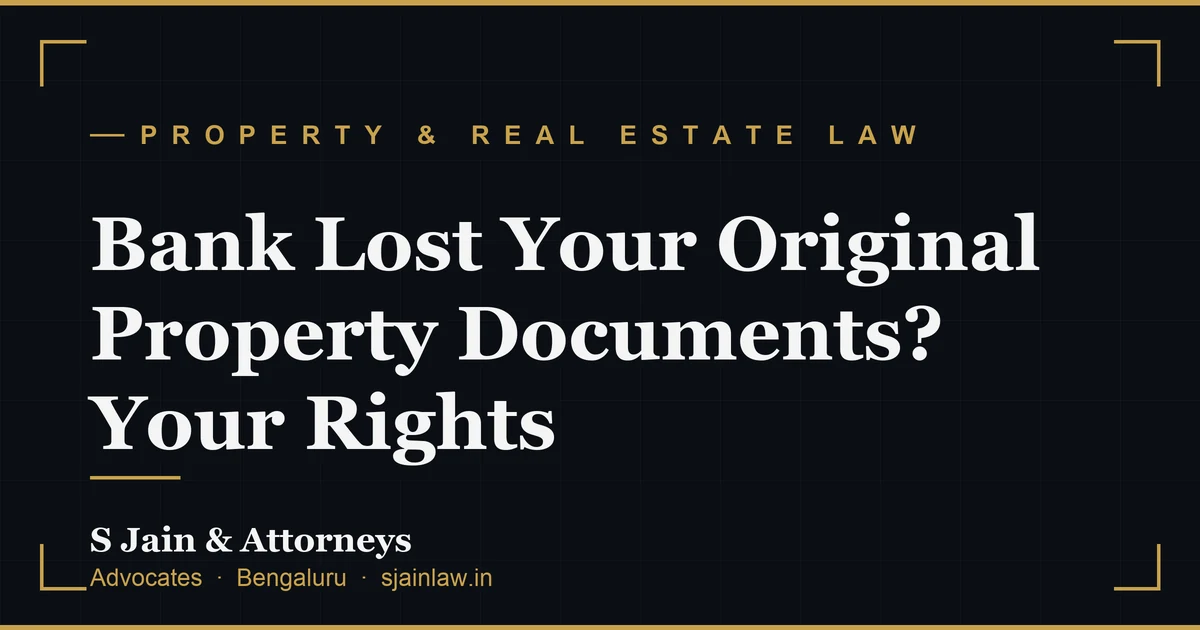 Bank Lost Your Original Property Documents? Your Rights