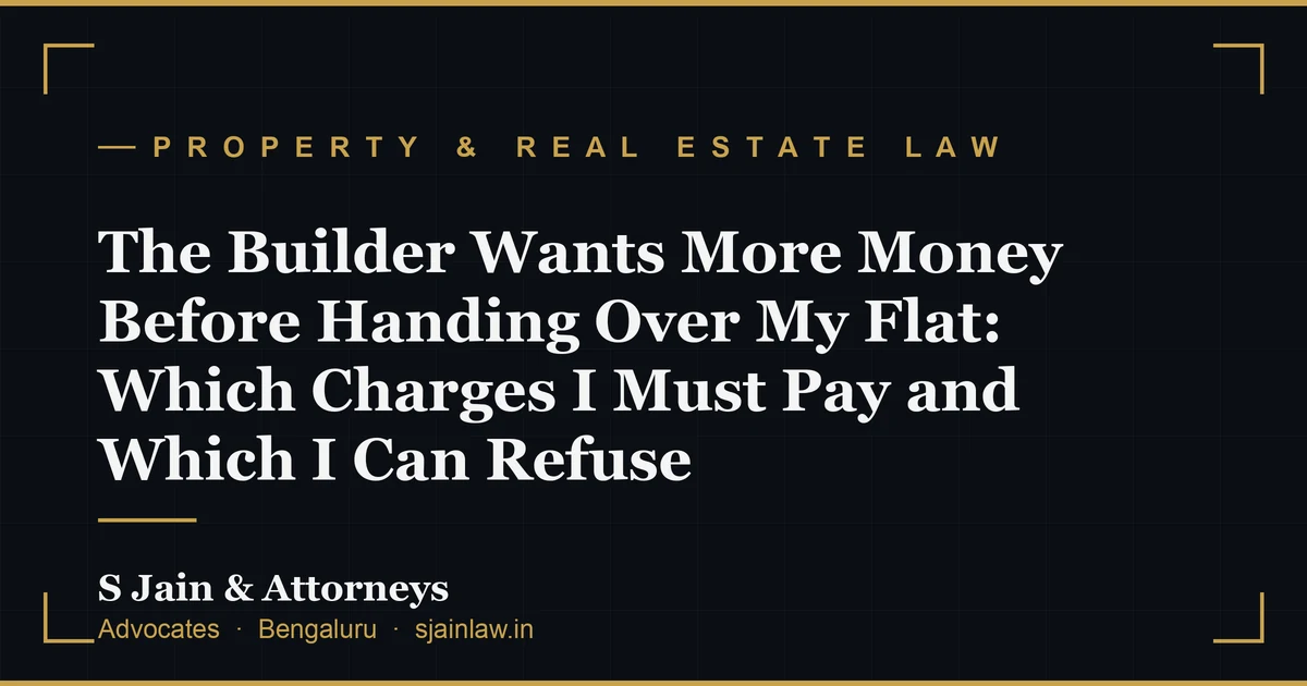 The Builder Wants More Money Before Handing Over My Flat: Which Charges I Must Pay and Which I Can Refuse