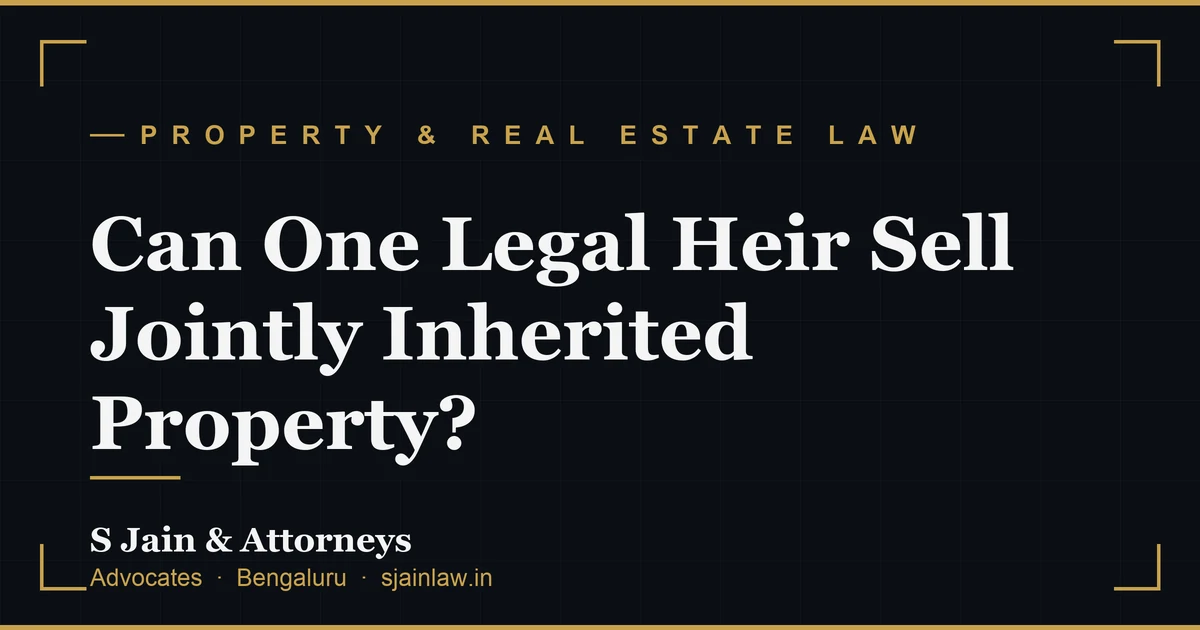 Can One Legal Heir Sell Jointly Inherited Property?