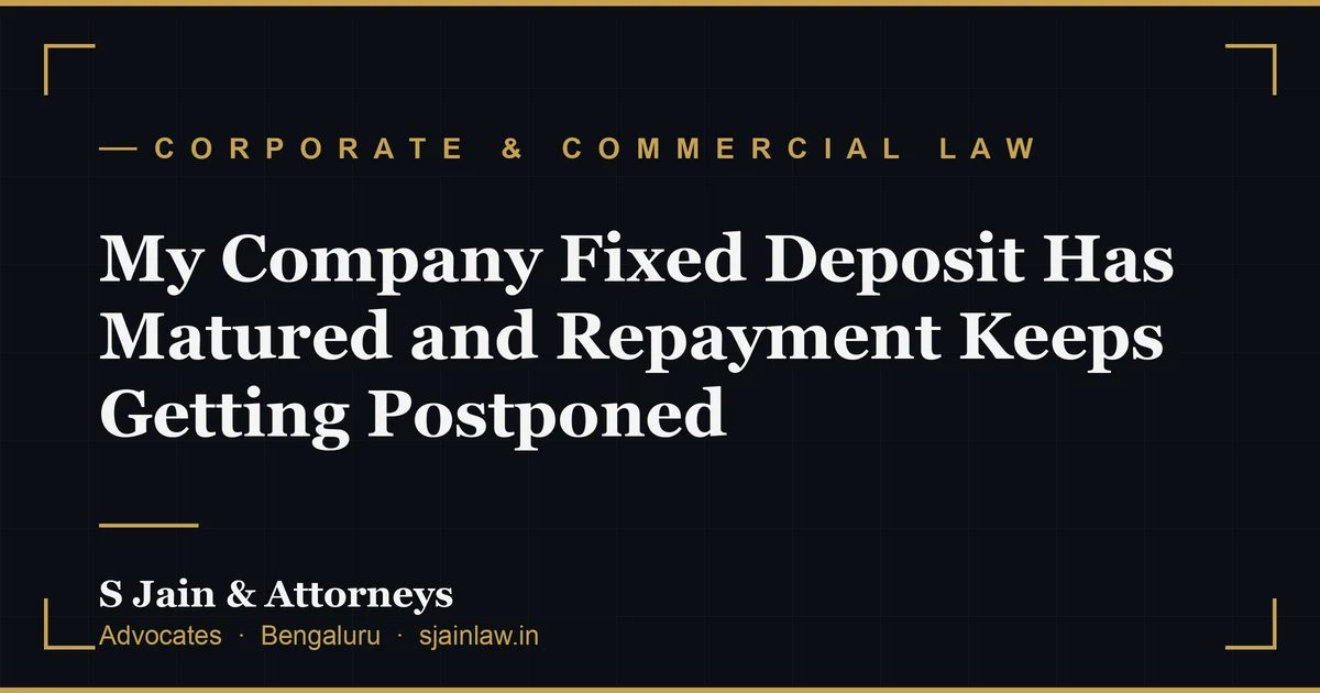 My Company Fixed Deposit Has Matured and Repayment Keeps Getting Postponed