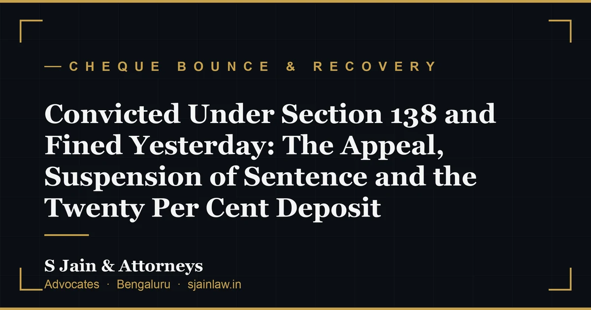Convicted Under Section 138 and Fined Yesterday: The Appeal, Suspension of Sentence and the Twenty Per Cent Deposit