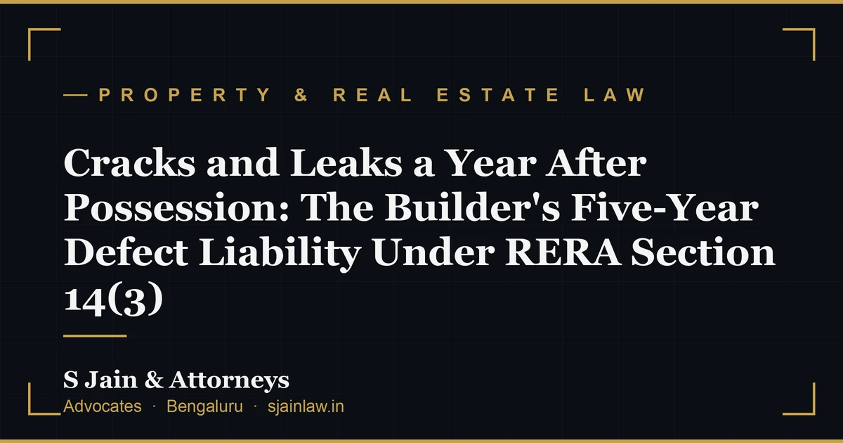 Cracks and Leaks a Year After Possession: The Builder's Five-Year Defect Liability Under RERA Section 14(3)
