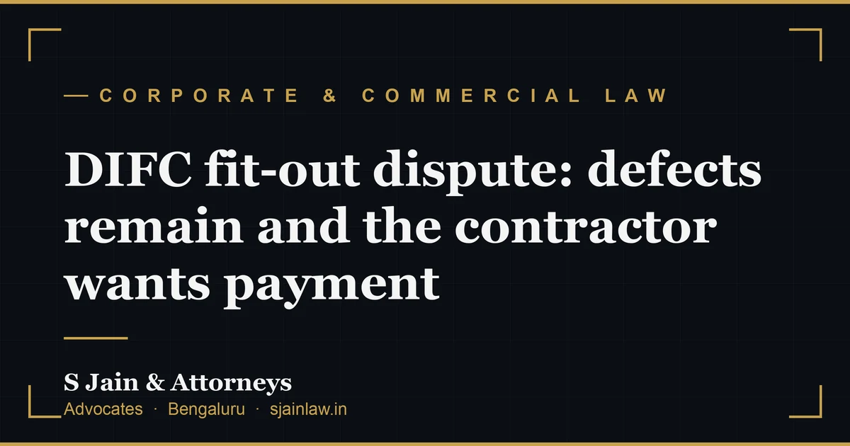 DIFC fit-out dispute: defects remain and the contractor wants payment