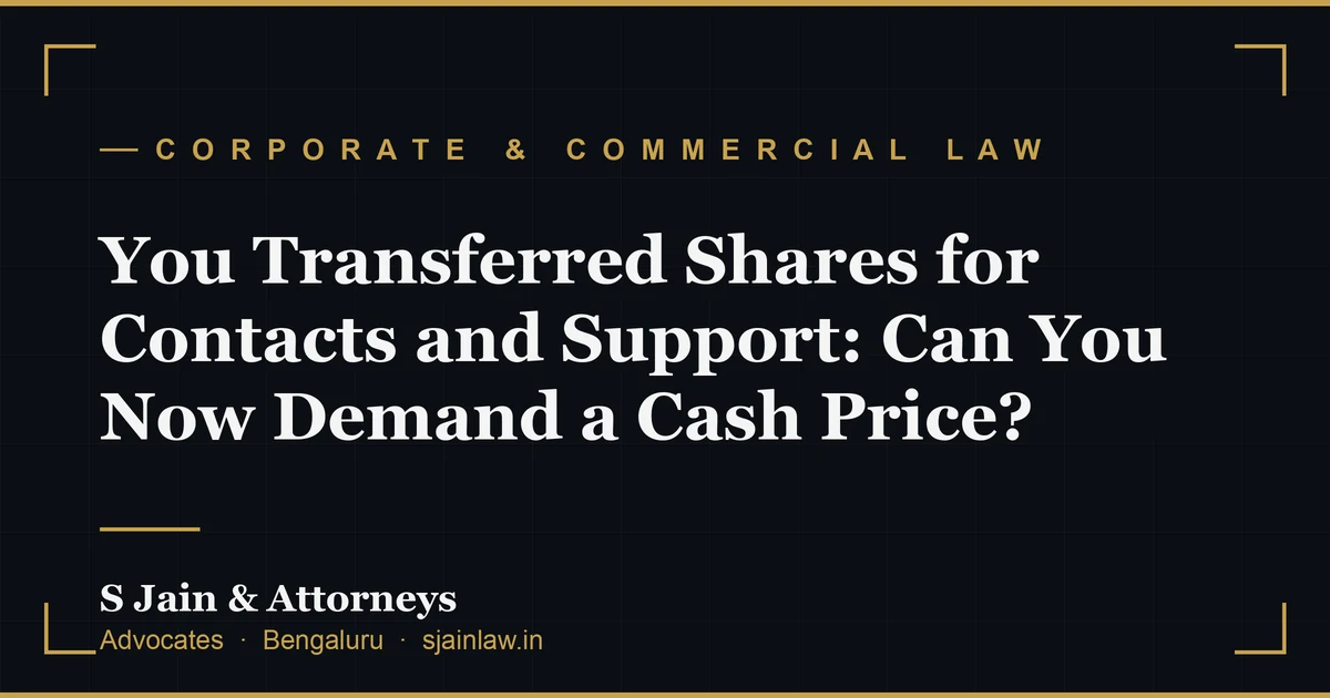 You Transferred Shares for Contacts and Support: Can You Now Demand a Cash Price?