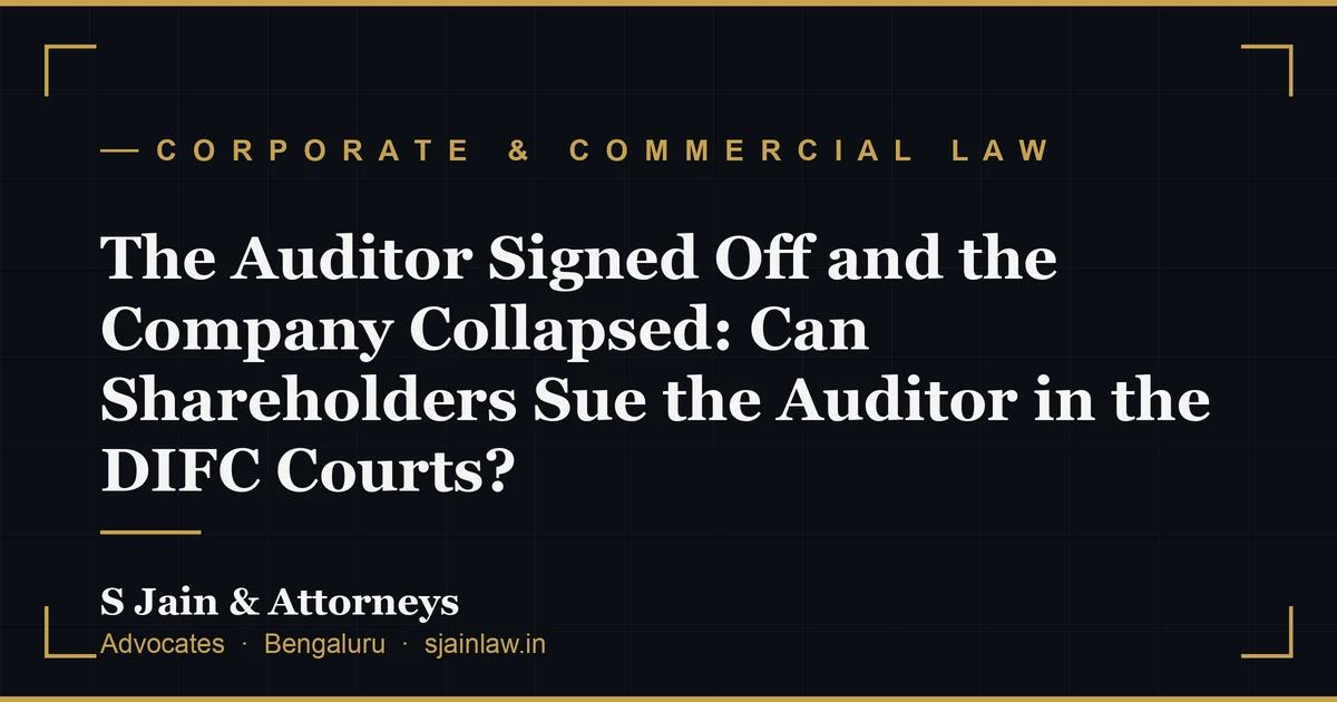 The Auditor Signed Off and the Company Collapsed: Can Shareholders Sue the Auditor in the DIFC Courts?
