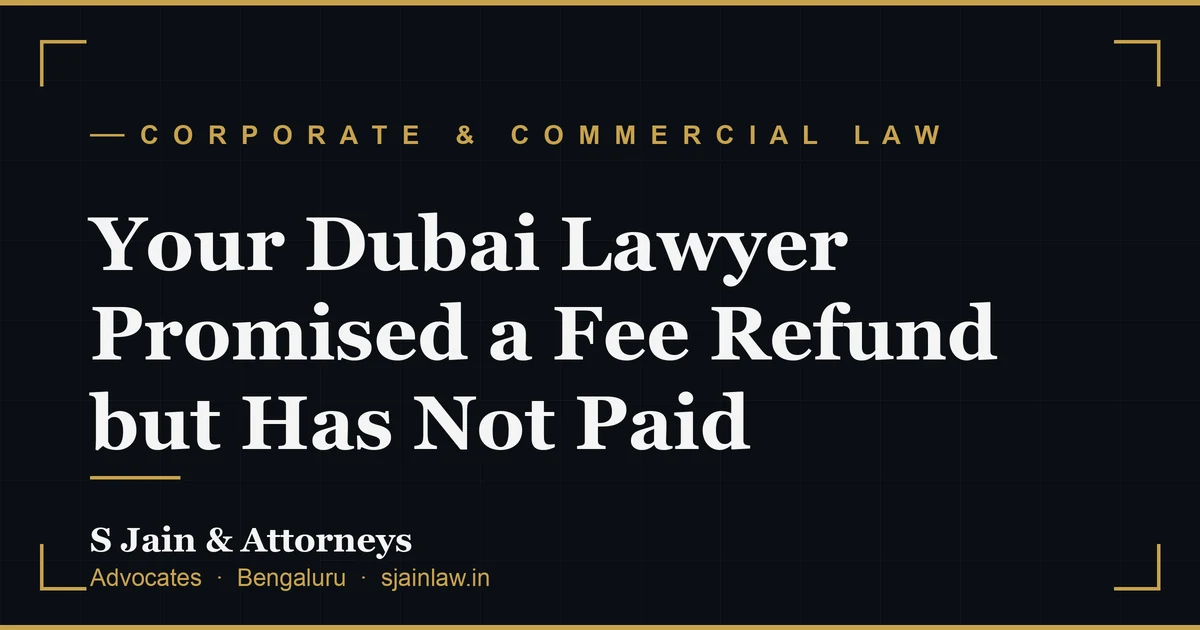 Your Dubai Lawyer Promised a Fee Refund but Has Not Paid