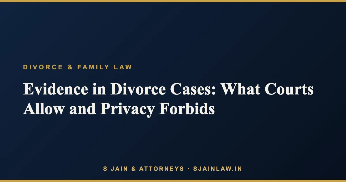 Evidence in Divorce Cases: What Courts Allow, What Privacy Forbids, and How Proof Is Lawfully Gathered