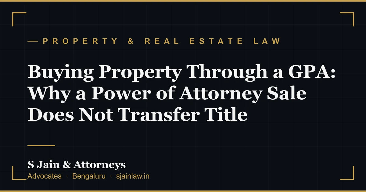 Buying Property Through a GPA: Why a Power of Attorney Sale Does Not Transfer Title