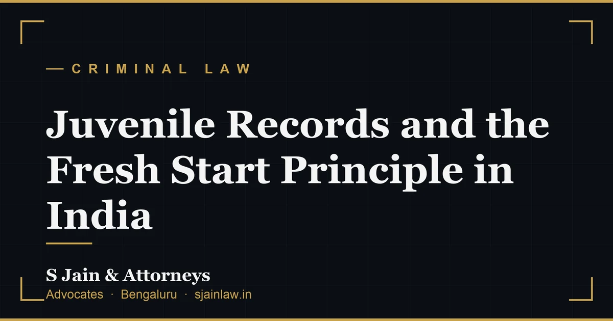 Juvenile Records and the Fresh Start Principle in India
