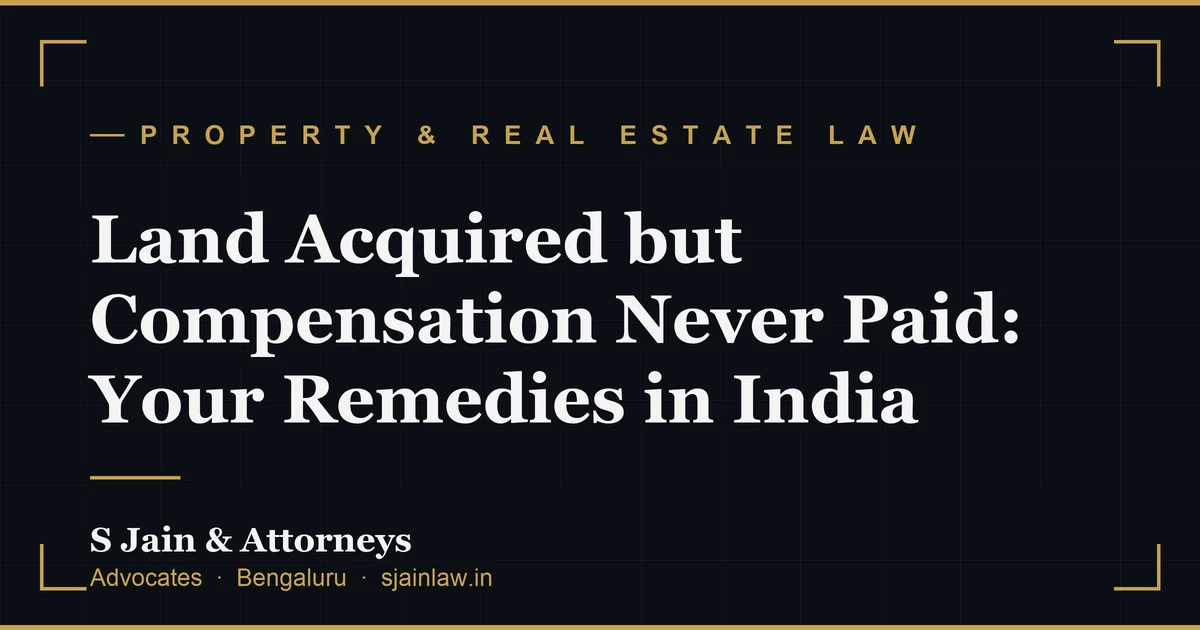 Land Acquired but Compensation Never Paid: Your Remedies in India