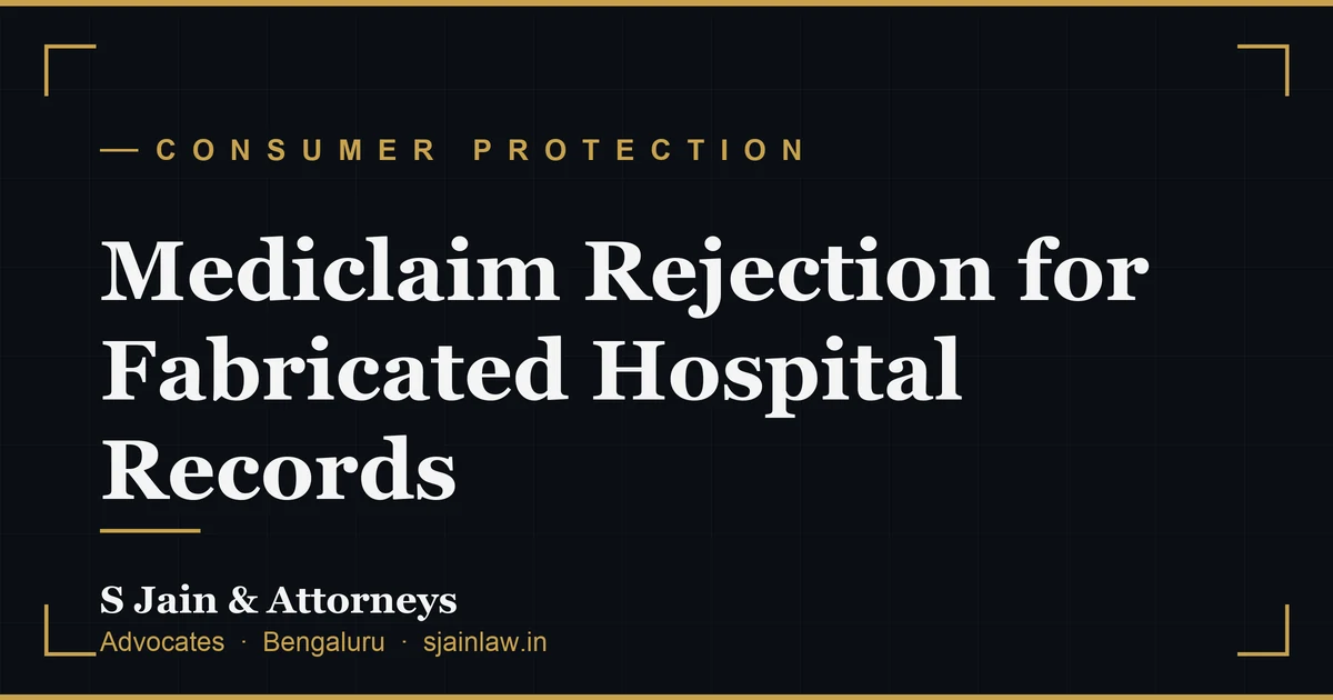 Mediclaim Rejection for Fabricated Hospital Records