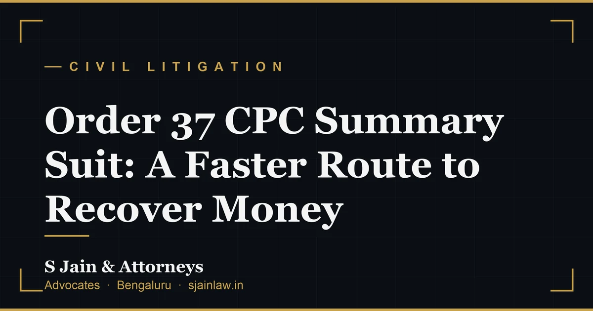 Order 37 CPC Summary Suit: A Faster Route to Recover Money