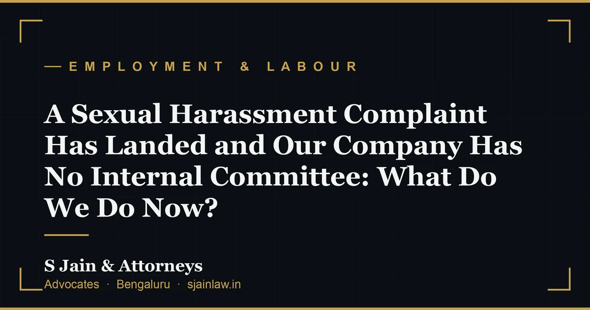 A Sexual Harassment Complaint Has Landed and Our Company Has No Internal Committee: What Do We Do Now?