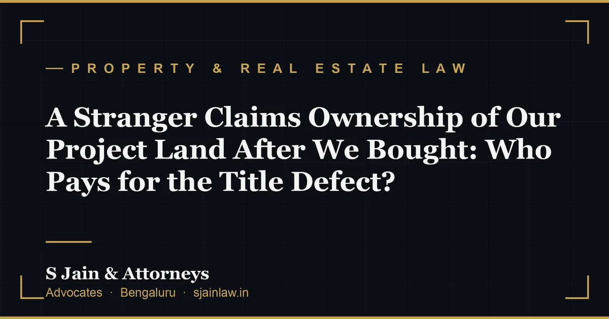 A Stranger Claims Ownership of Our Project Land After We Bought: Who Pays for the Title Defect?