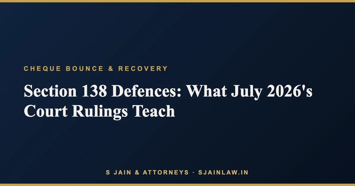 Section 138 Defences That Actually Work: What July 2026's Rulings Teach