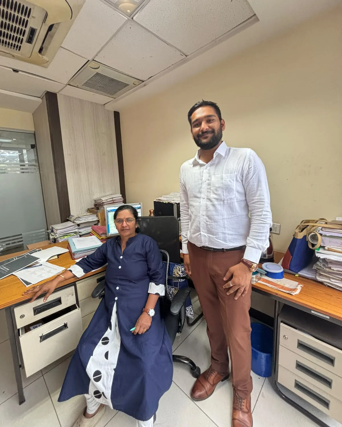 Advocate Sharan Jain of S Jain and Attorneys with the Legal Officer of KUIDFC at the corporation's office in Bengaluru